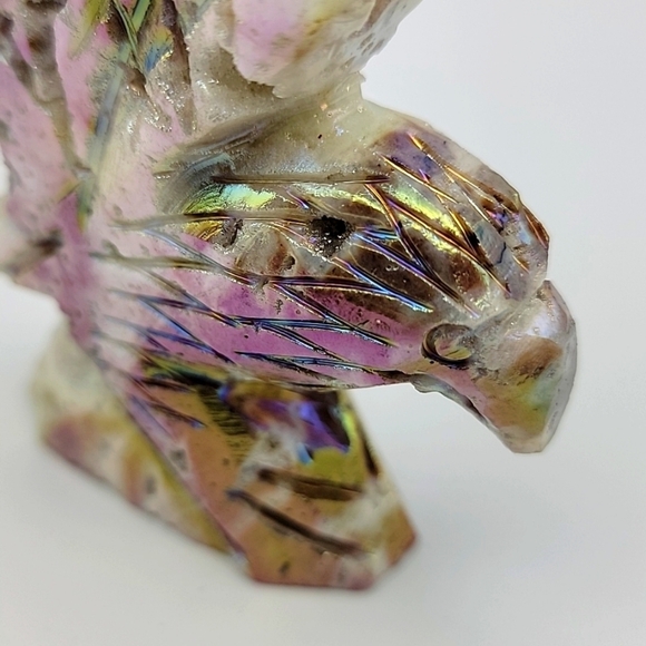 320g Aura Sphalerite Eagle Natural Gemstone Crystal Druzy Handmade Figurine - Picture 6 of 16